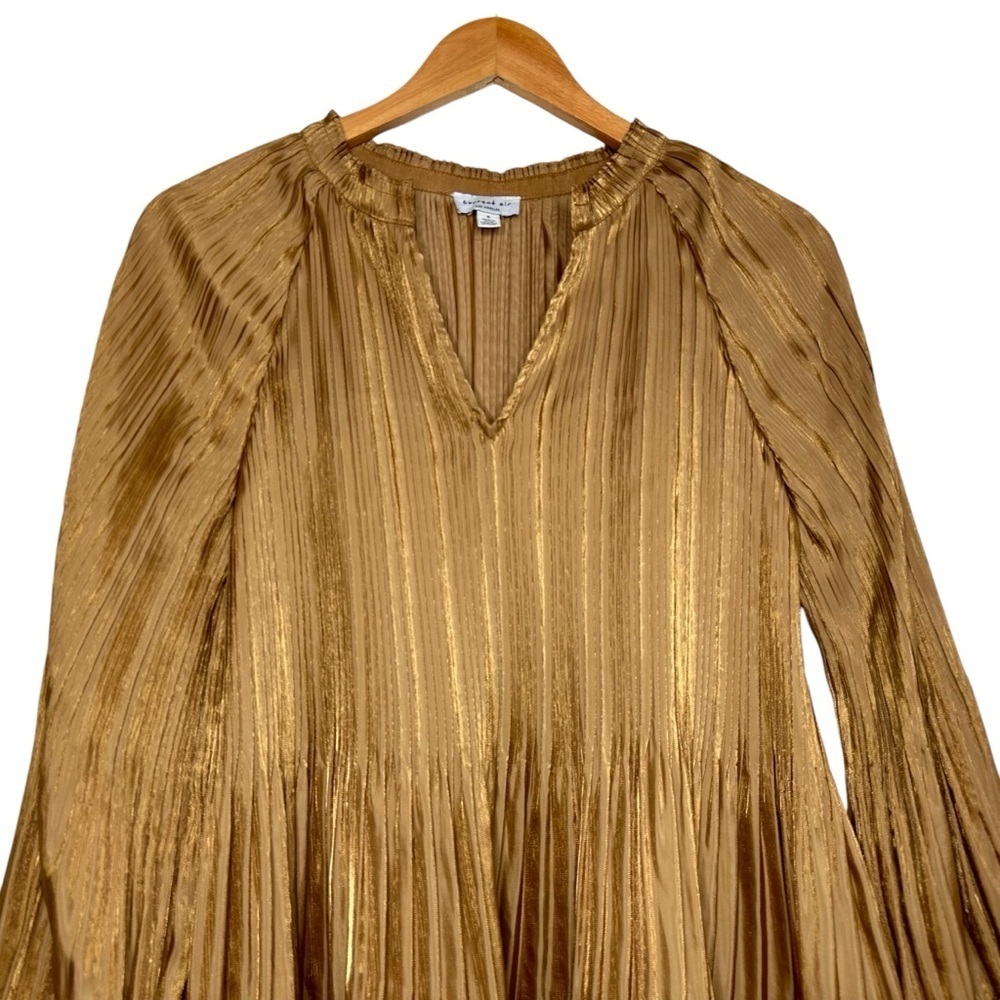 Current Air Womens Pleated Split Neck Long Sleeve… - image 4